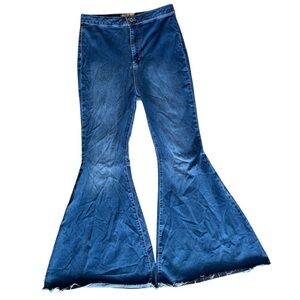We The Free People Just Float On Blue Denim Bell Bottoms Jeans, Women’s 31